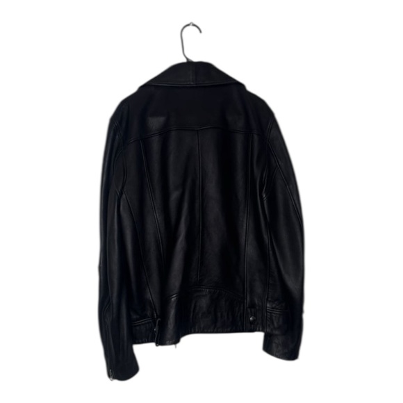 Acne Studios Nate Clean Leather Moto Biker Jacket Black - Picture 3 of 6